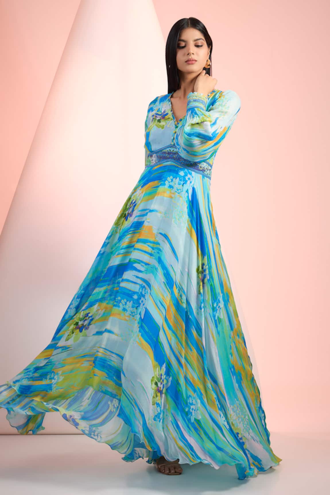 Mandira Wirk Resort Printed Chiffon Dress 