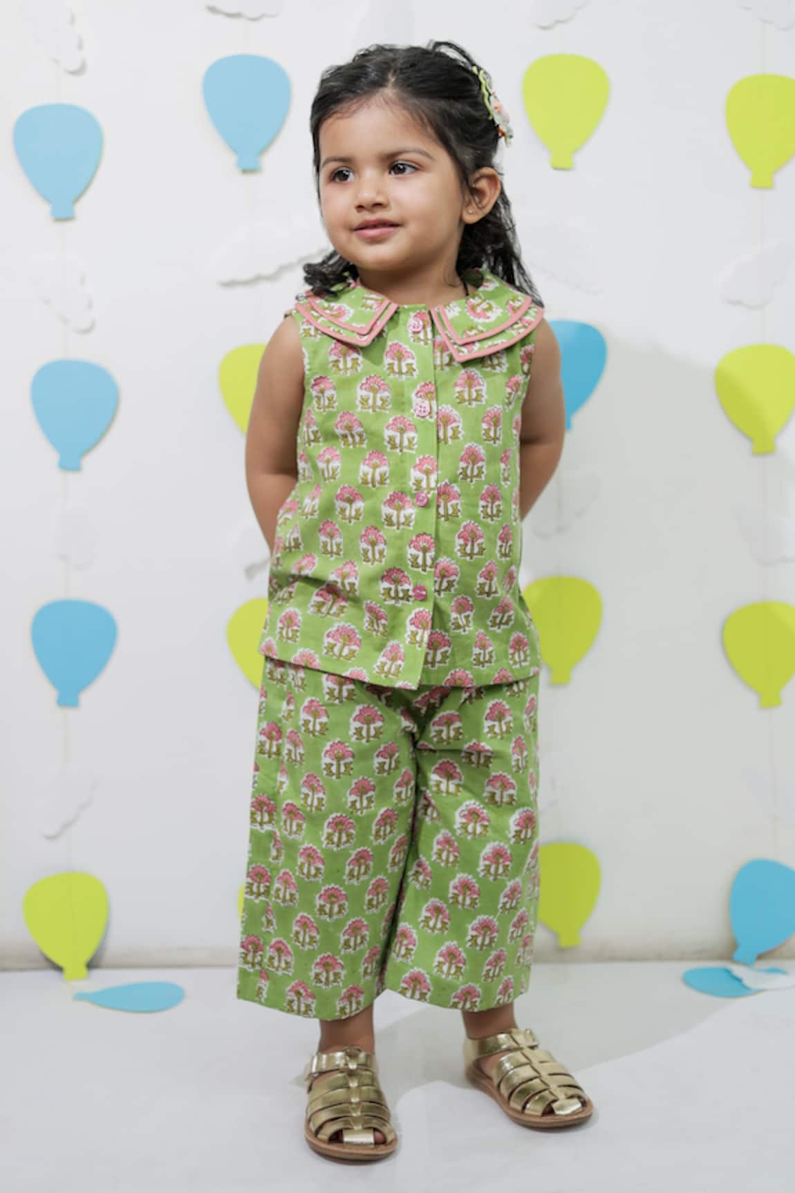 Tiny Colour Green Printed Shirt & Trouser Co-ord Set 