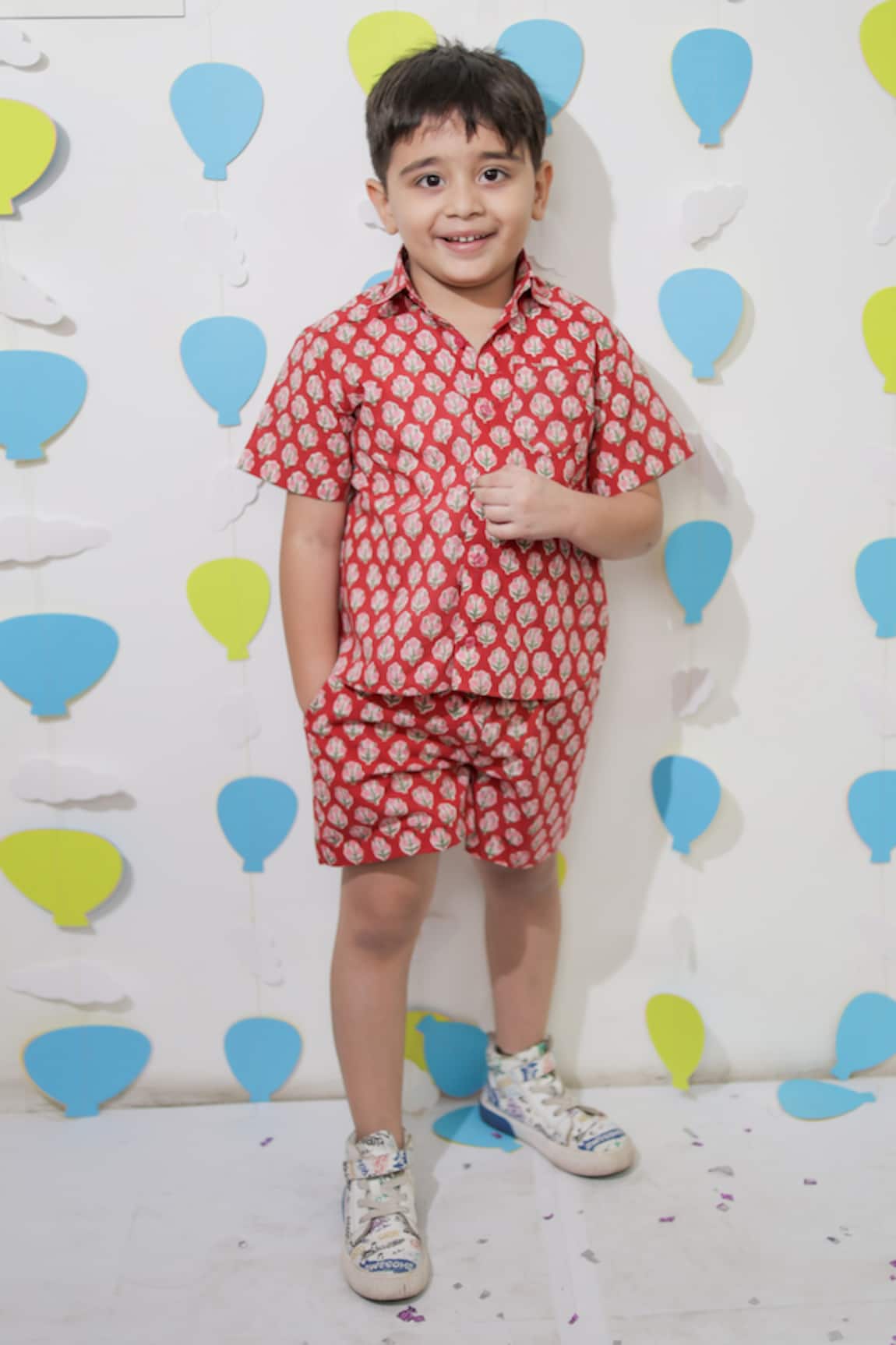 Tiny Colour Red Printed Shirt & Shorts Co-ord Set 