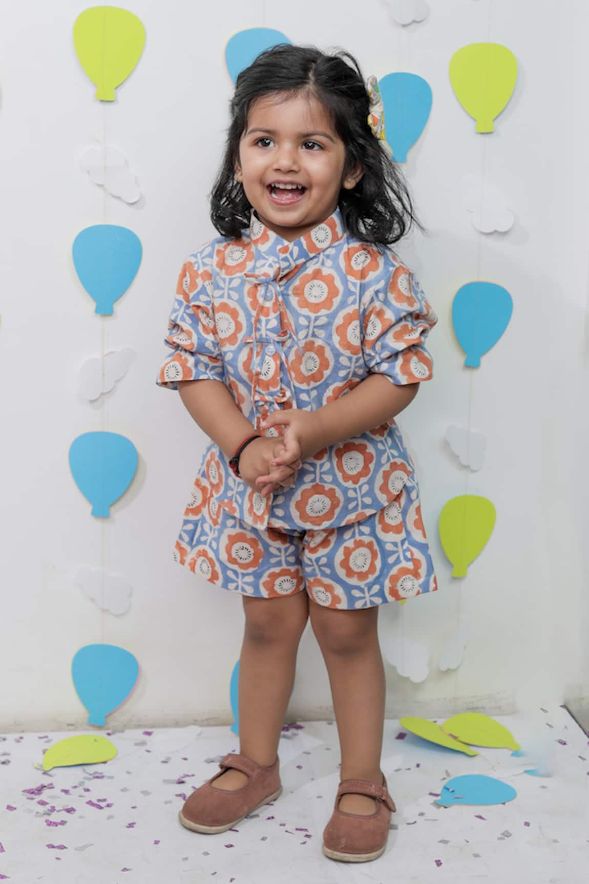 Tiny Colour Blue Orange Printed Shirt & Shorts Co-ord Set 