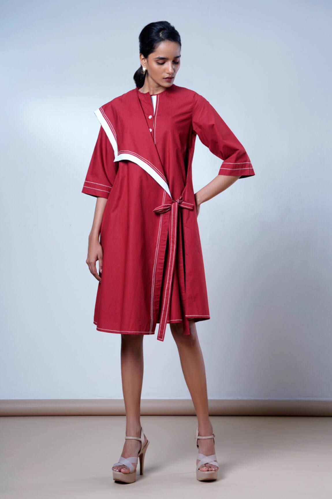 Madder Much Brick Red Modern Angle Dress 