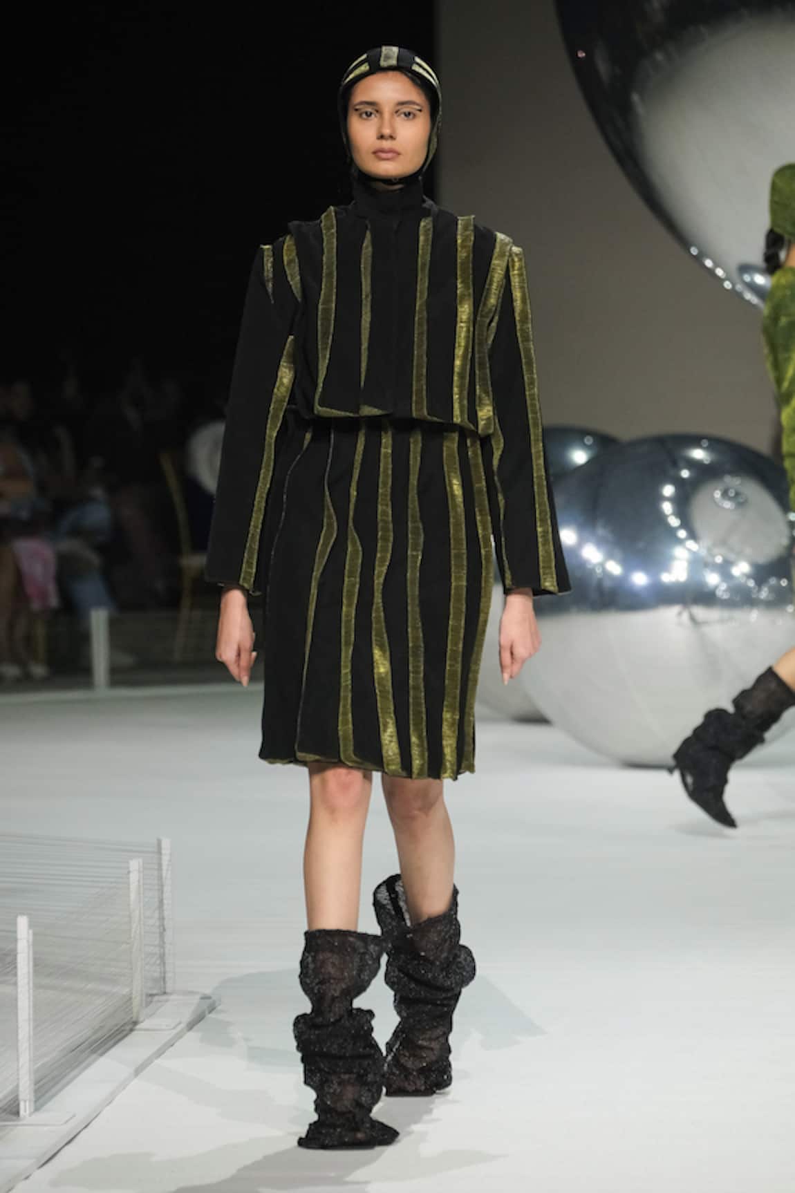 Somya Goyal Black Striped Viscose Skirt 