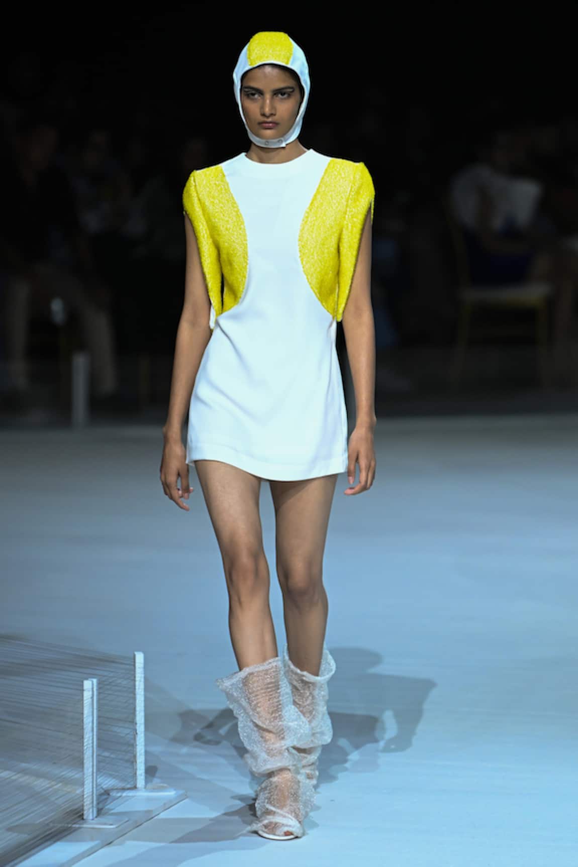 Somya Goyal NOVA Dress with Yellow Embellished Sleeves 