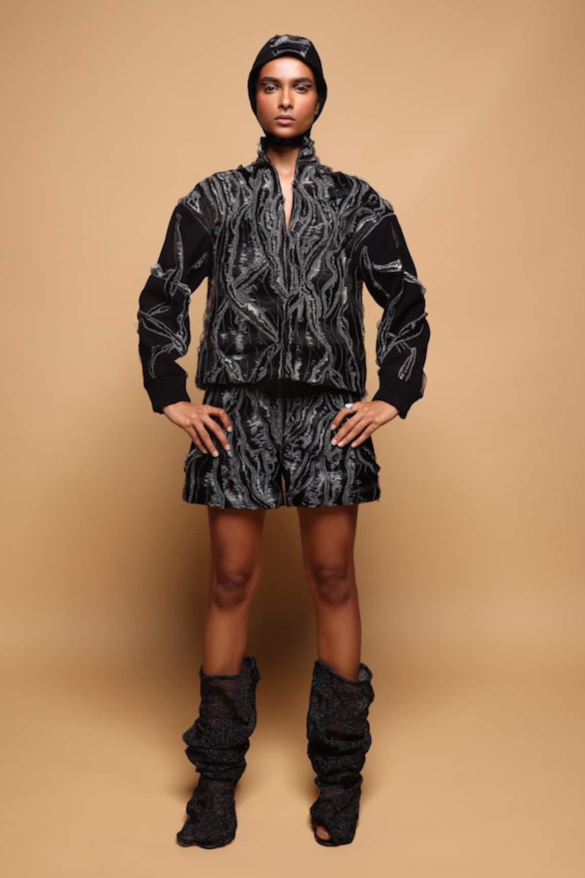 Somya Goyal Hand Wave Black Jacket 