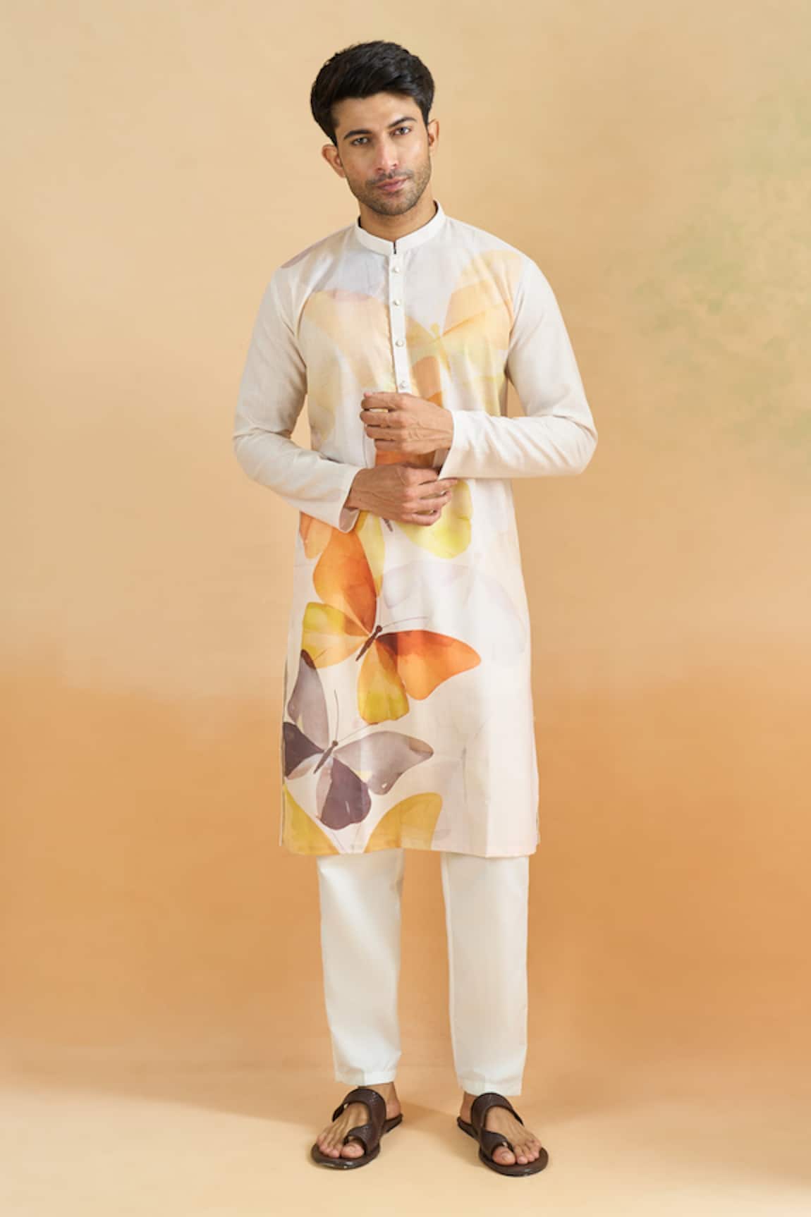 Arihant Rai Sinha Digital Printed Cream Kurta Set 