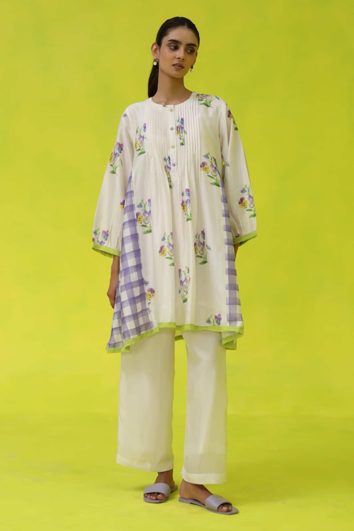 Roza Floral Chanderi Kurta Set 