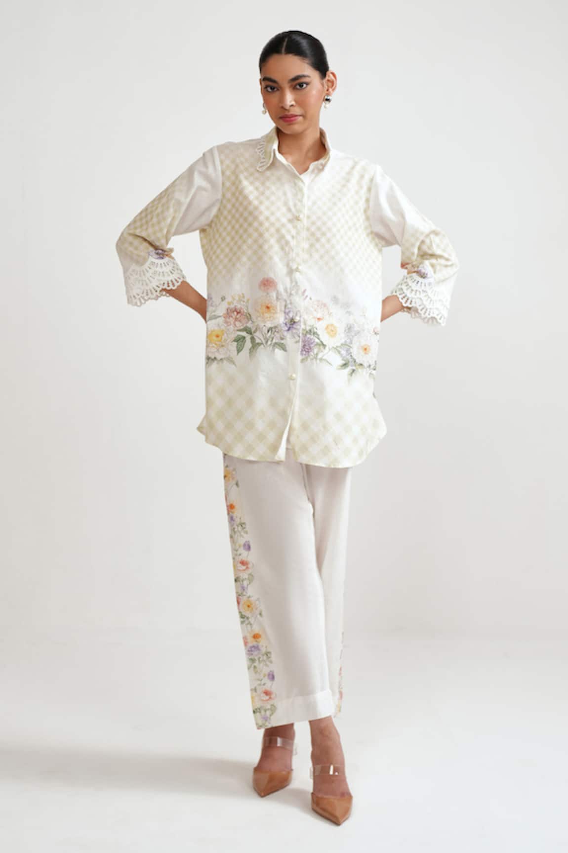 Rainas Meadow Check Shirt & Pant Set 