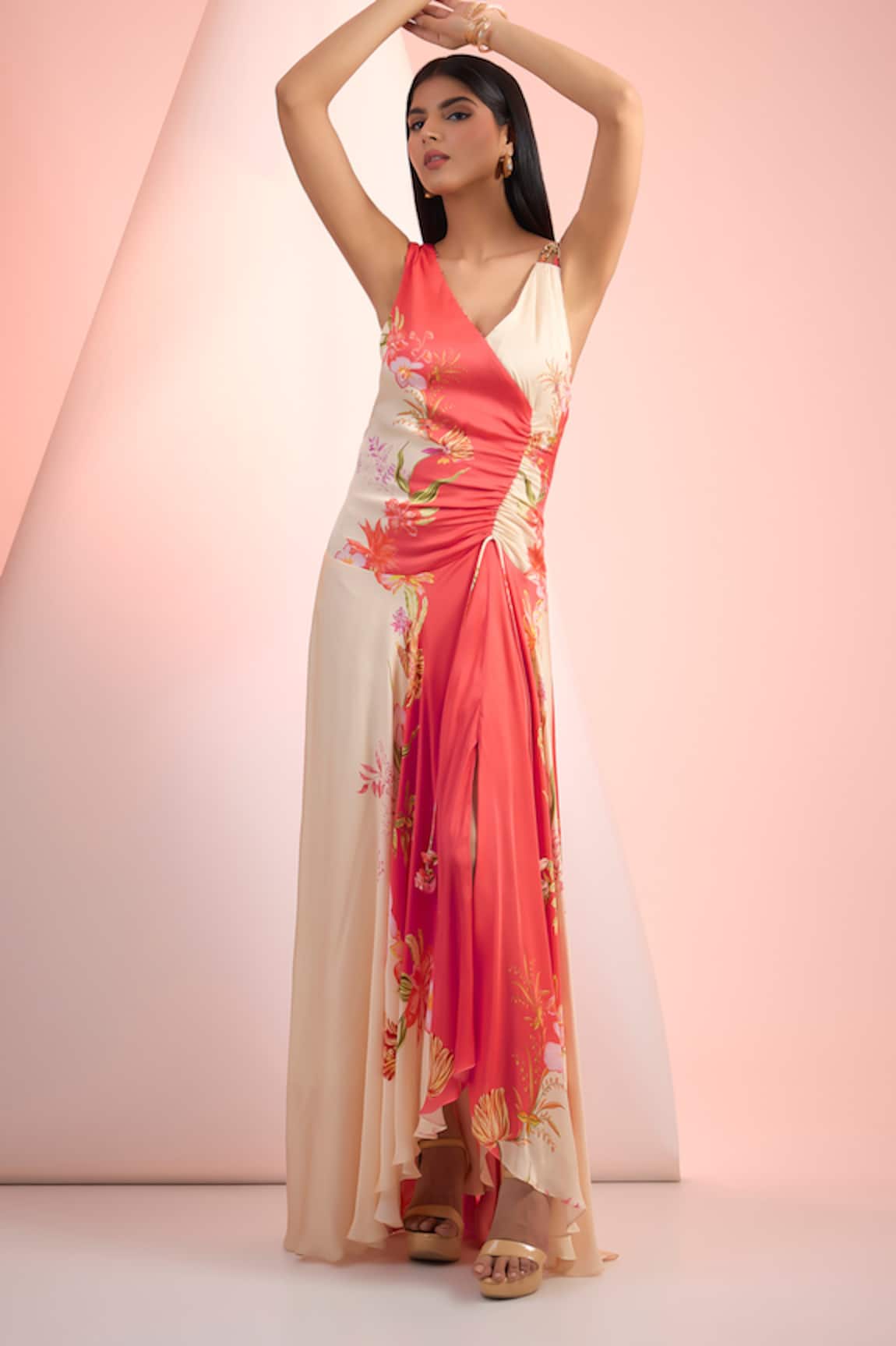 Mandira Wirk Resort Printed Crepe Dress 
