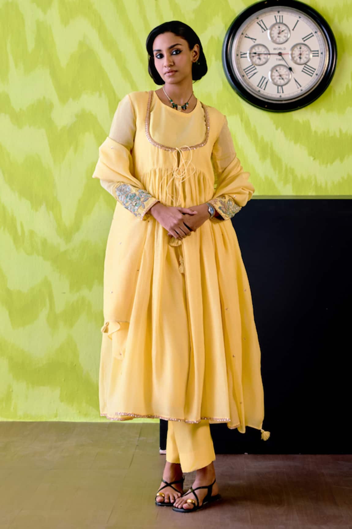 Deep Thee Buttercup Yellow Chanderi Anarkali Set 