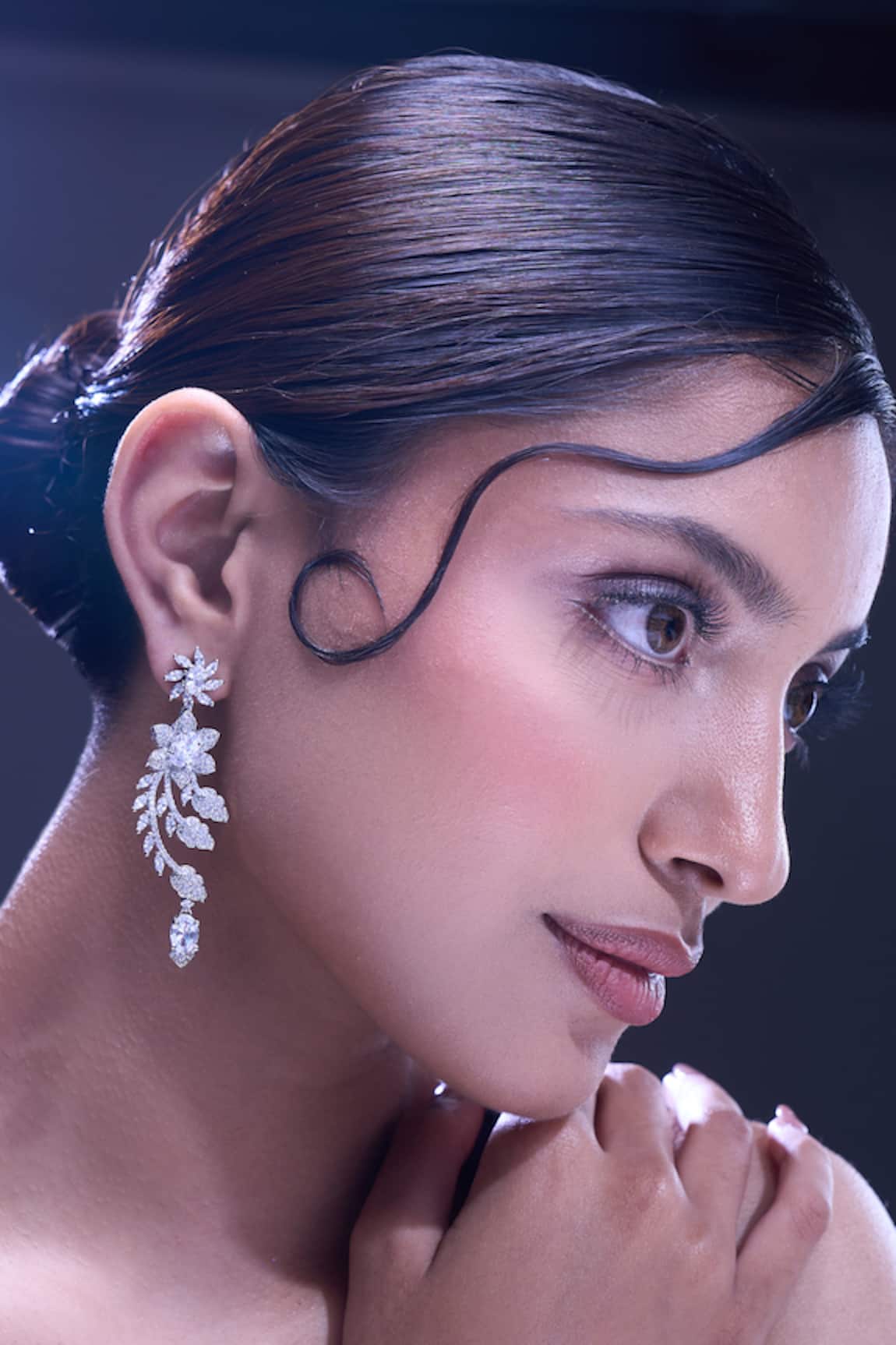 Nazaakat By Samara Singh White American Diamond Earrings