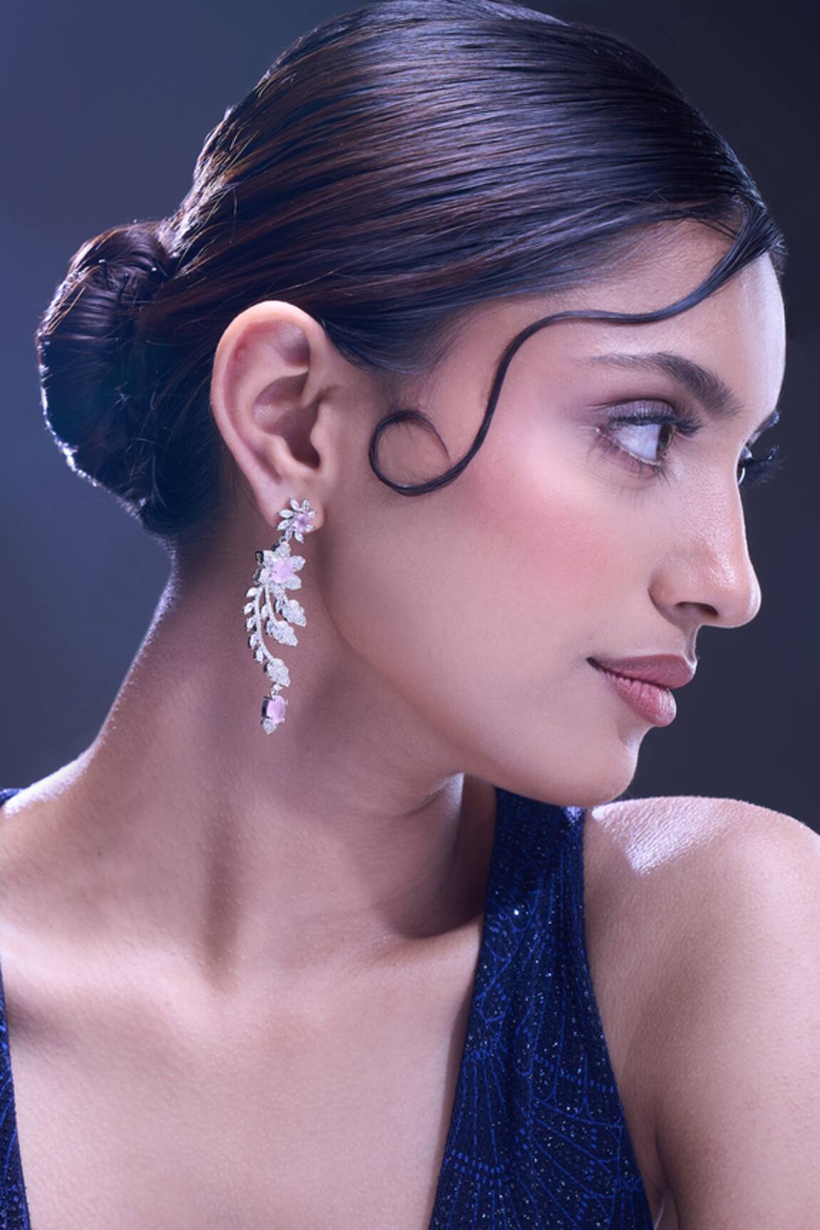 Nazaakat By Samara Singh Pink American Diamond Earrings