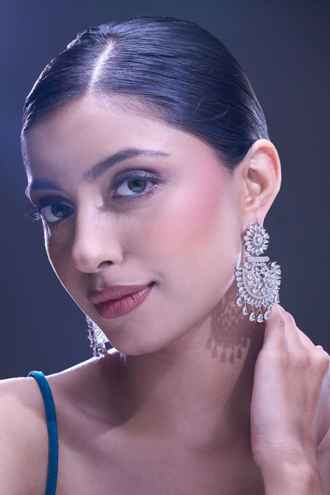 Samyukta Singhania White American Diamond Earrings 
