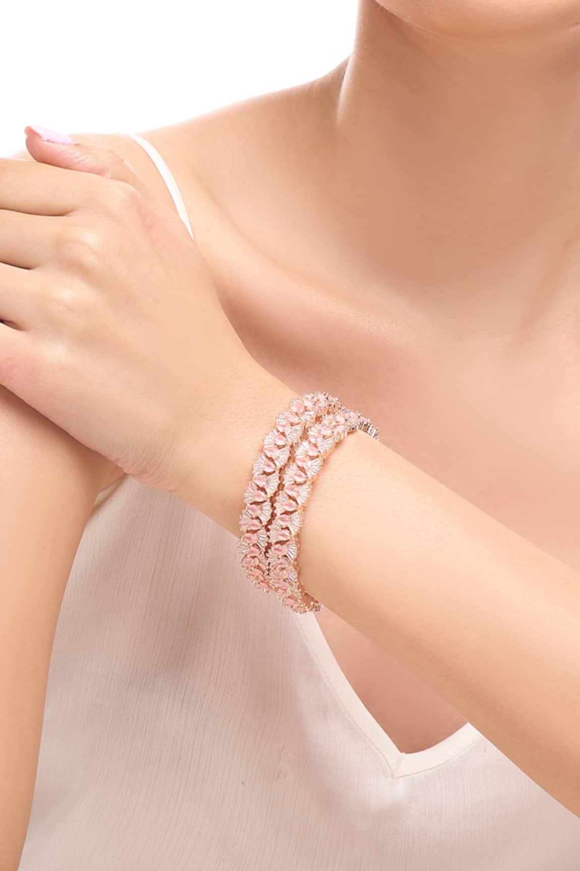 Nazaakat By Samara Singh Rose Gold American Diamond Bangles
