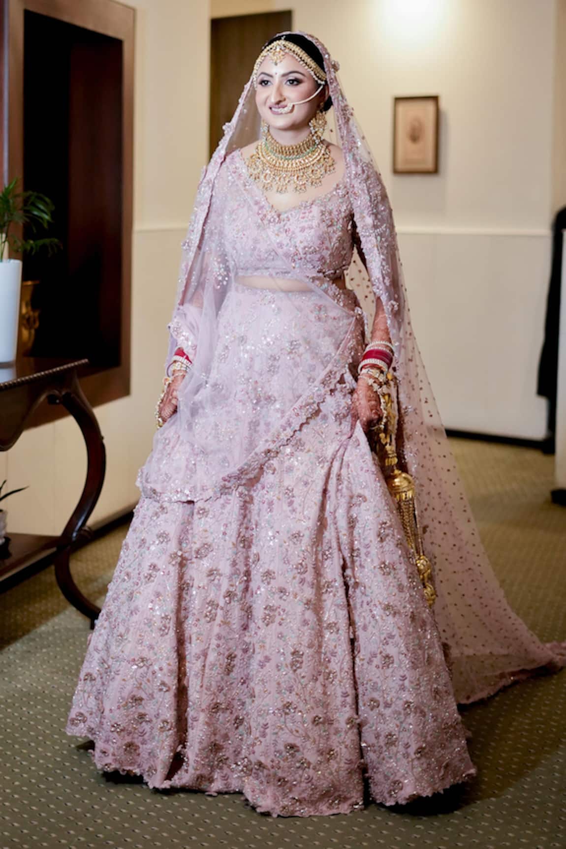 Pooja Peshoria 3D Flower Embellished Bridal Lehenga Set 