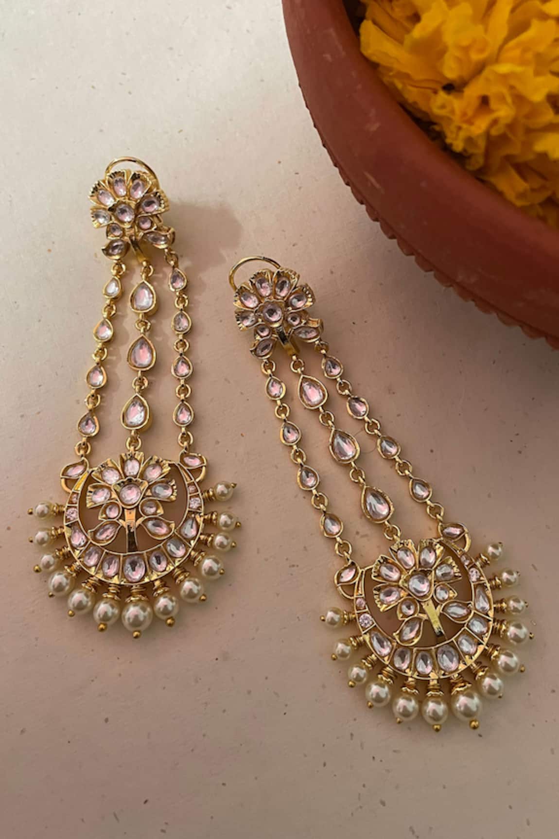 Saga Jewels Designer White Pearl Earrings 