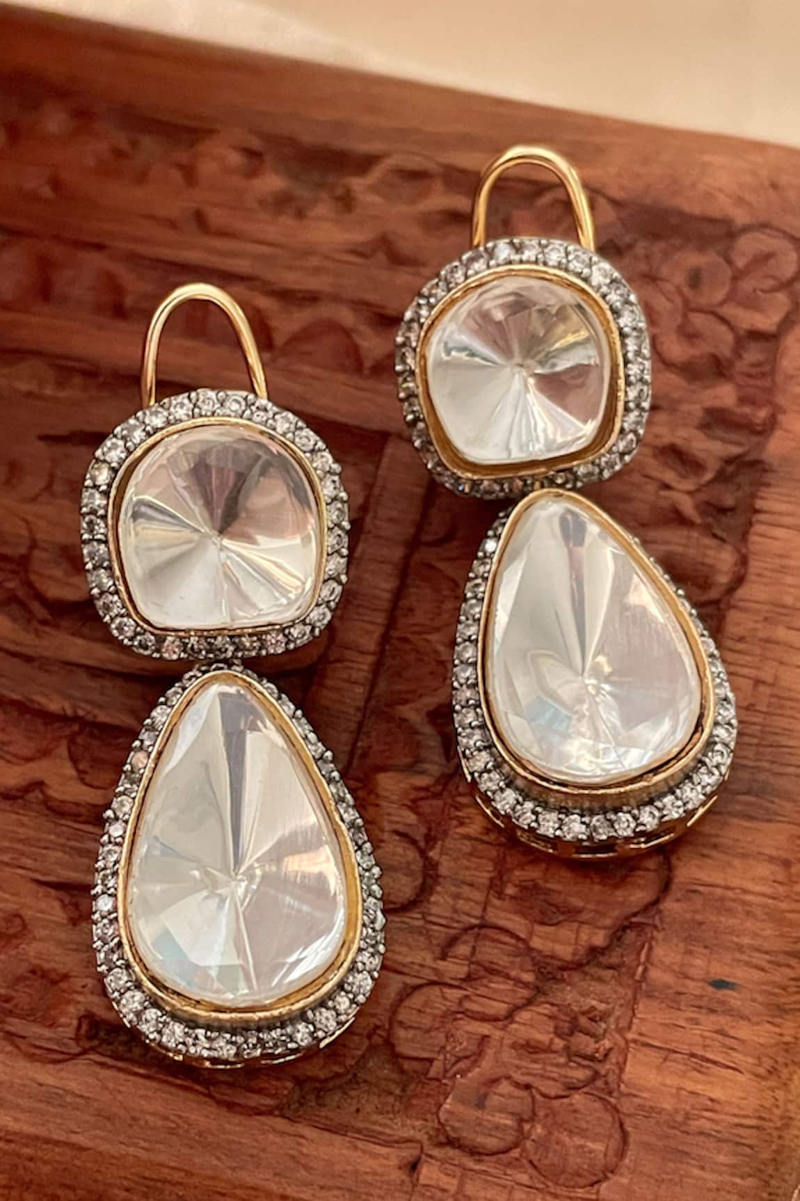 Saga Jewels Designer White Stone Drop Earrings 