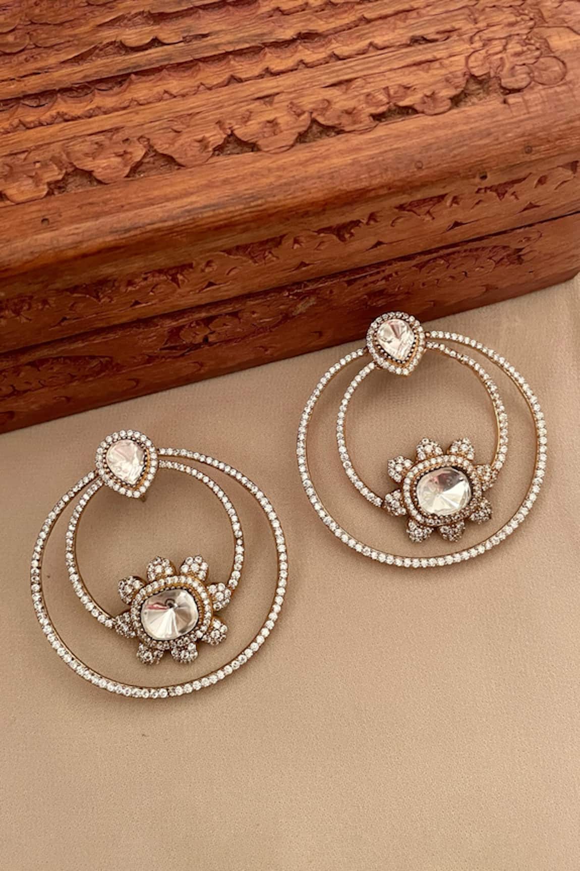 Saga Jewels Designer White Hoop Earrings 