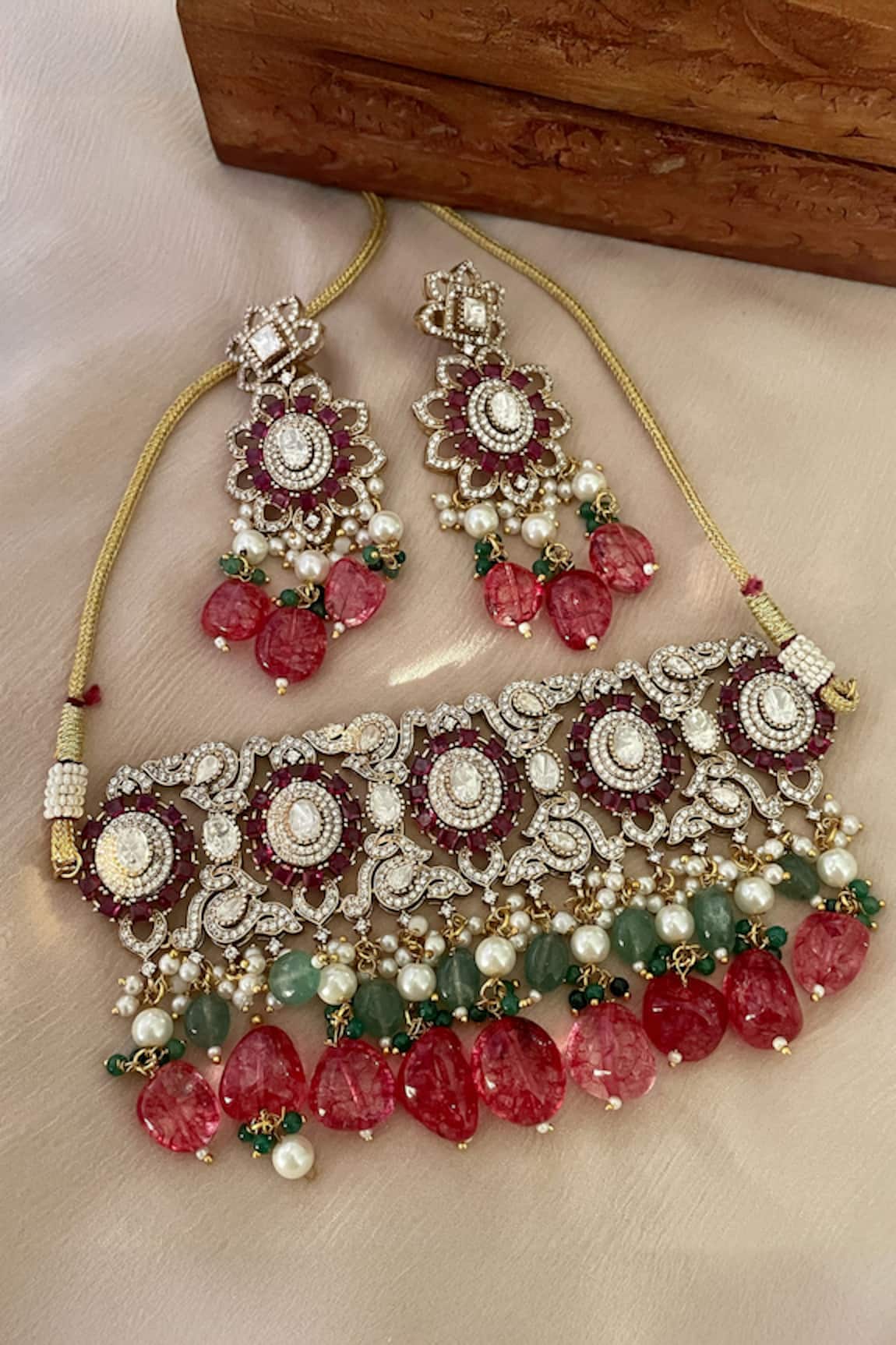 Saga Jewels Multi-Color Designer Necklace & Earrings Set 