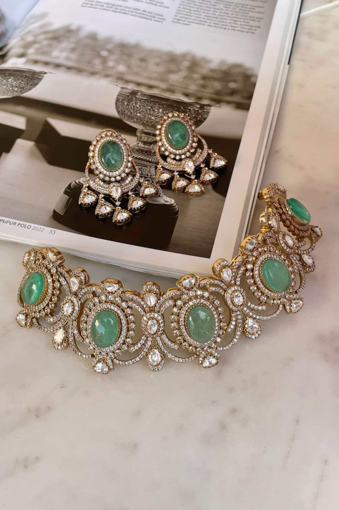 Saga Jewels Designer Blue Necklace & Earring Set 