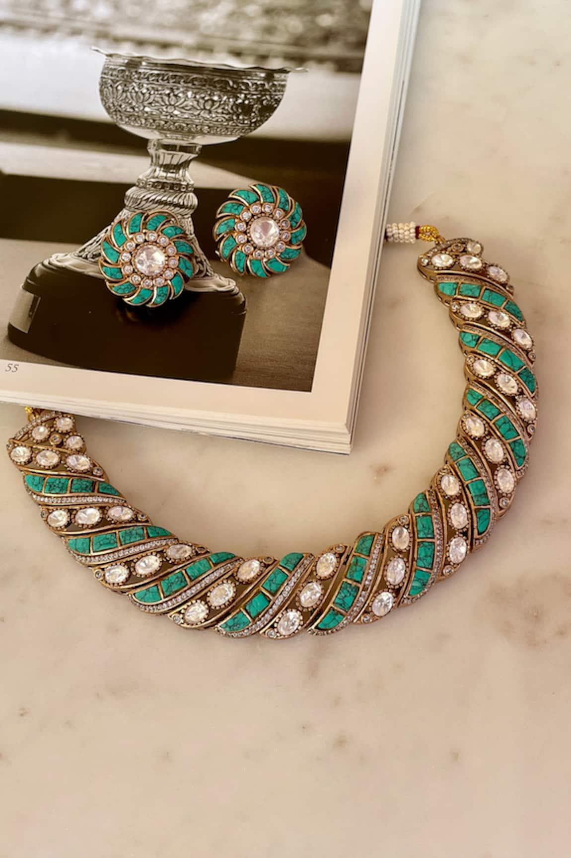 Saga Jewels Designer Blue Necklace & Earring Set 