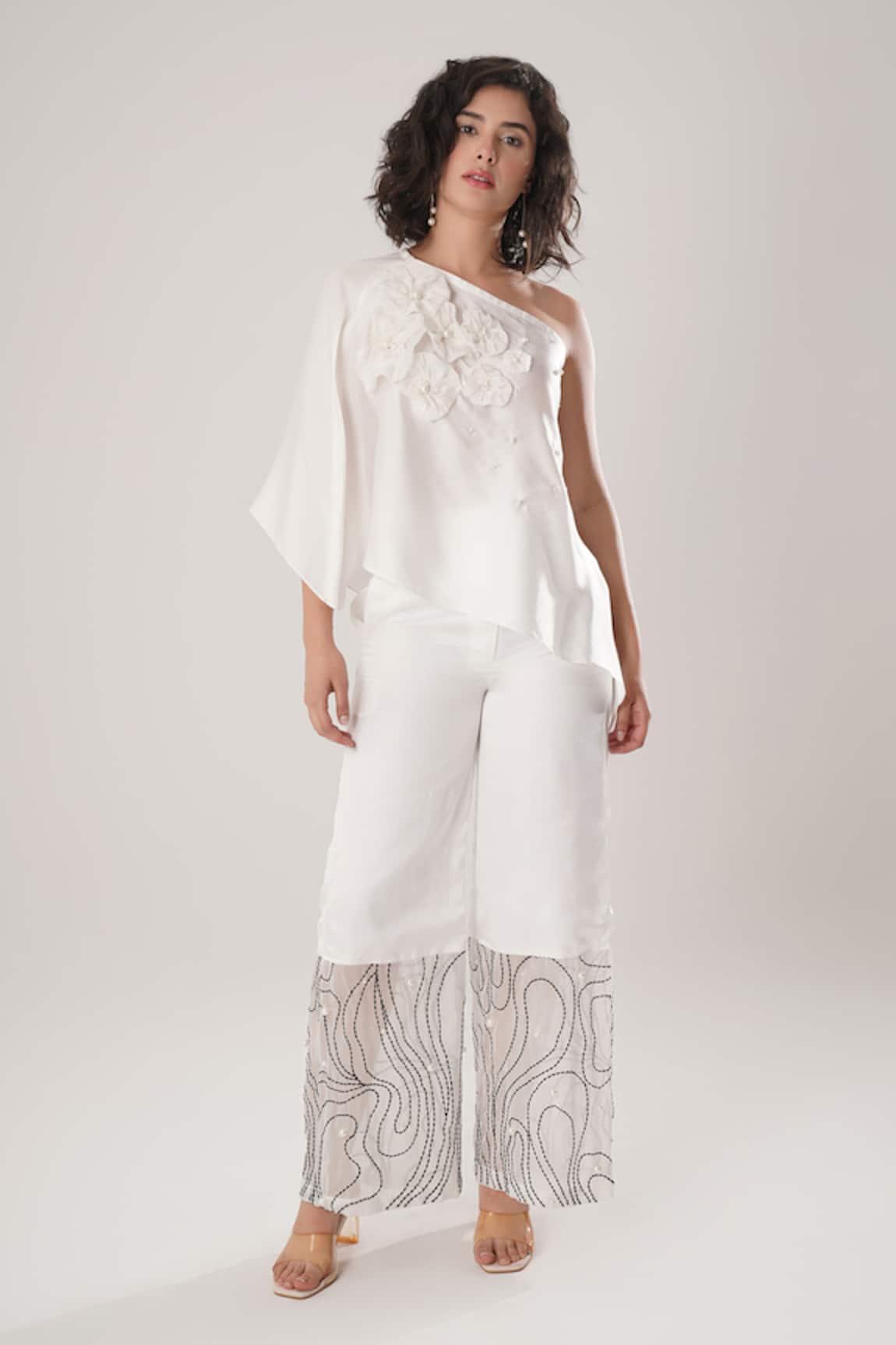 Atbw Designer White Modal Satin Palazzo 