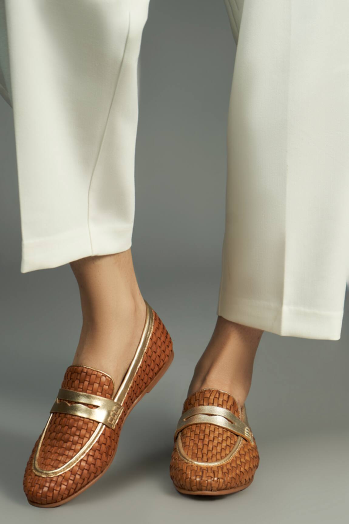 Heel Your Sole Penny Strap Woven Loafers 