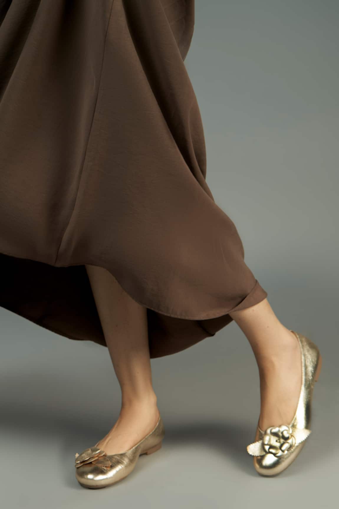 Heel Your Sole Lily Gold Flower Embellished Ballerina 