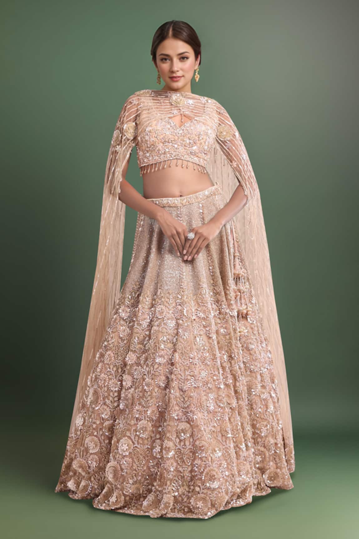 Kalighata Peach Sparkle Lehenga Set 
