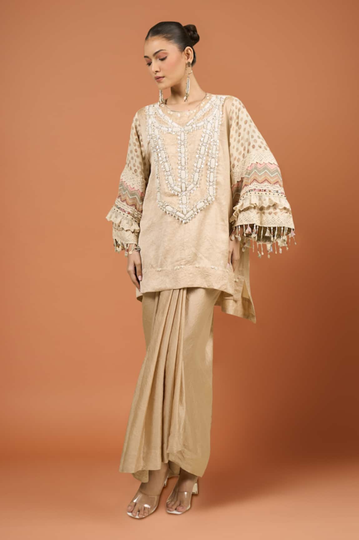 Aseem Kapoor Ecru Kurta & Skirt Set 