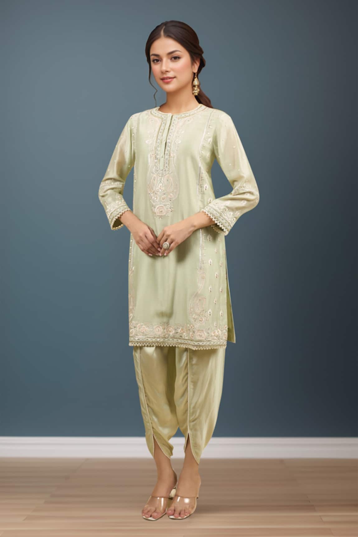 Sheetal Batra Mint Green Kurta With Dhoti Pant 