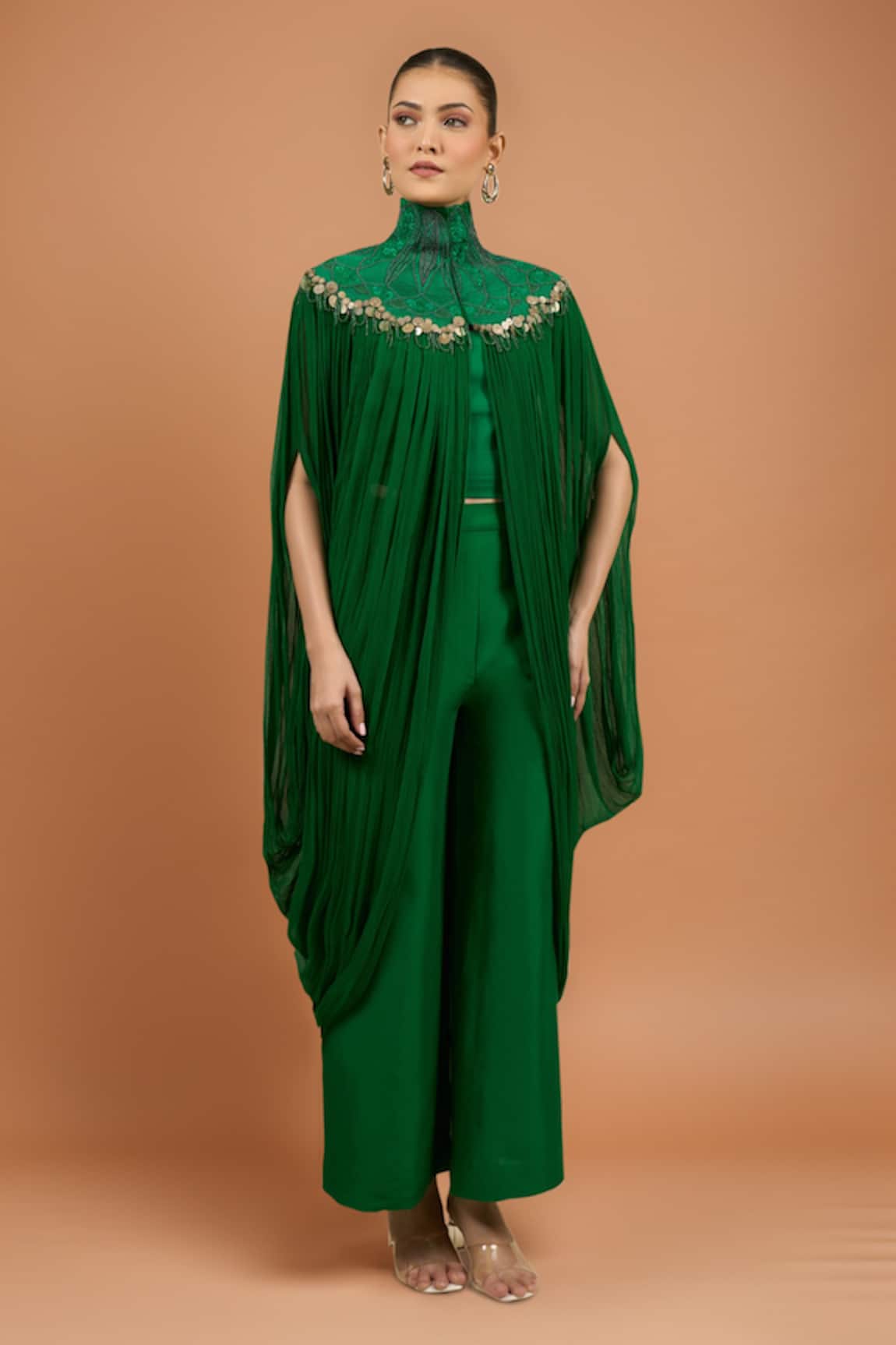 Anamika Khanna Emerald Capelet Dress Set 