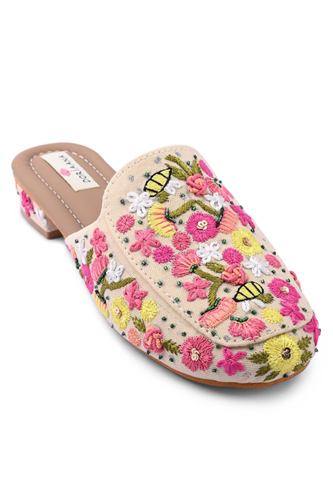 Doriaana Floral Embroidered Designer Mules 