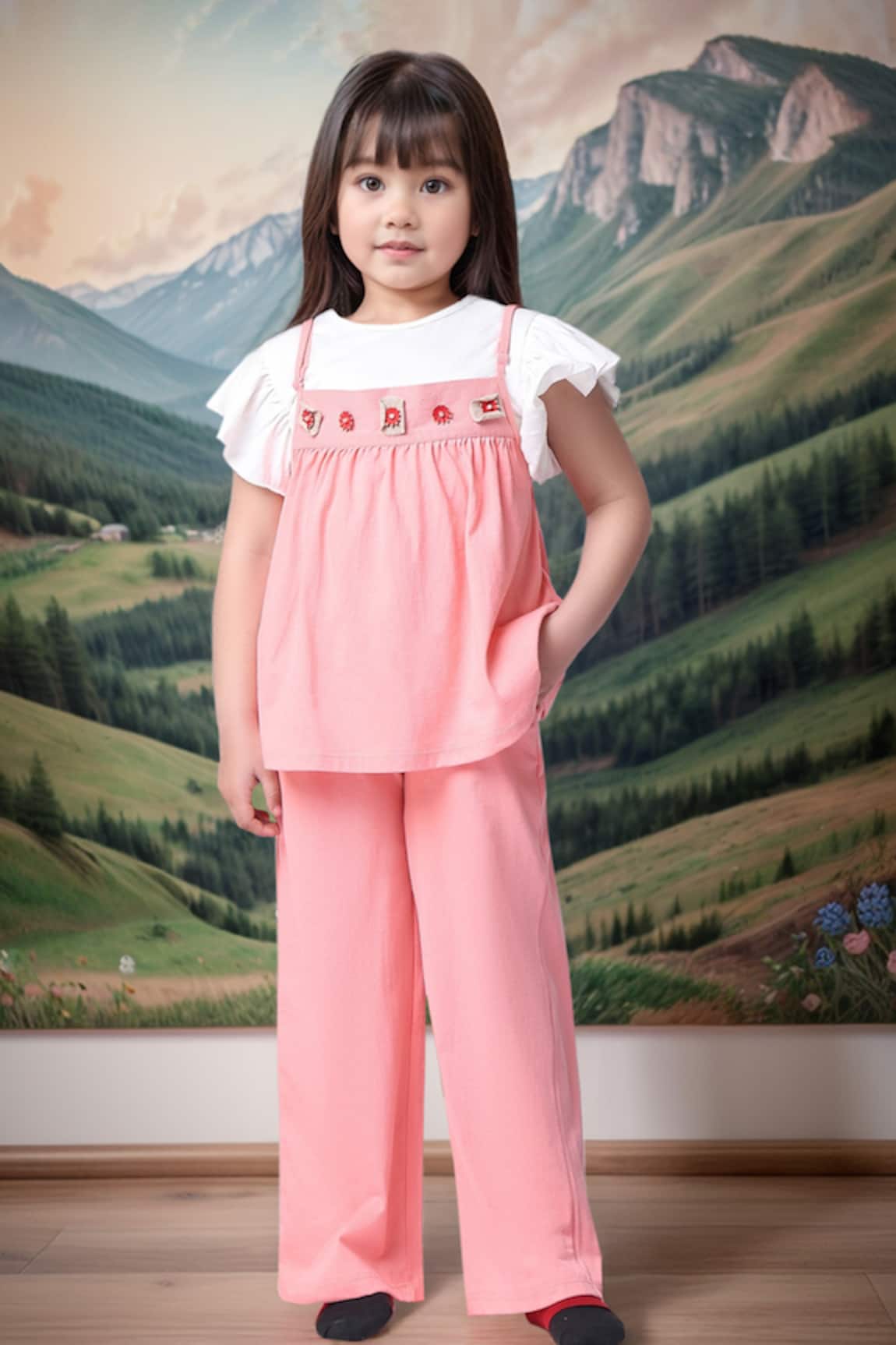 Samyukta Singhania Salmon Pink Peplum Top & Pant Set 