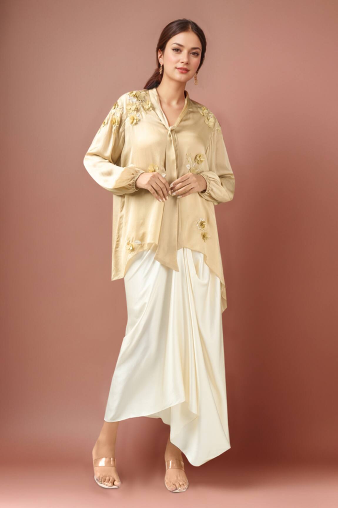 Namrata Joshipura Beige Front Tie Up Top 