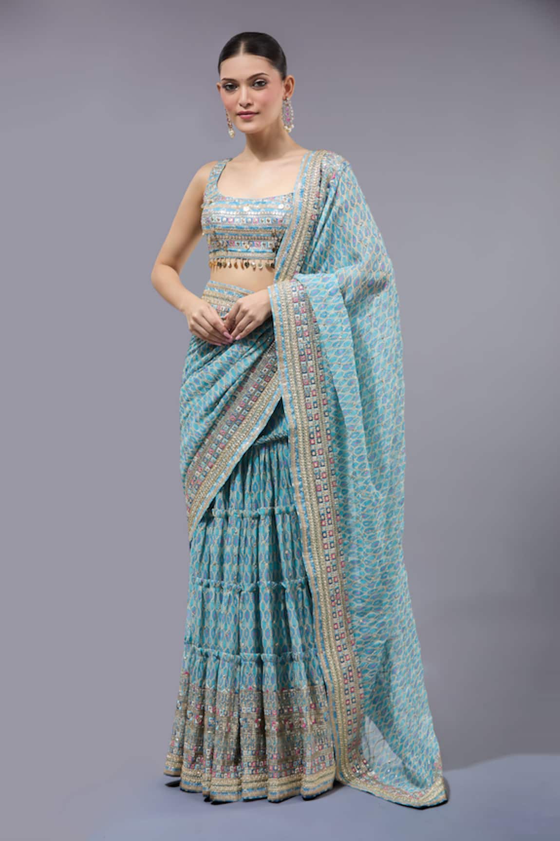 Gopi Vaid Designer Pre-Draped Saree Set 