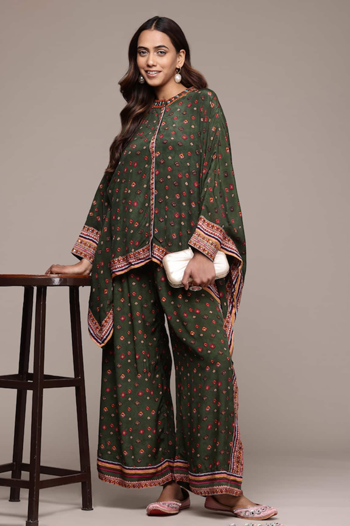 Ritu Kumar Green Gopuram Shirt & Pant Co-Ord Set 