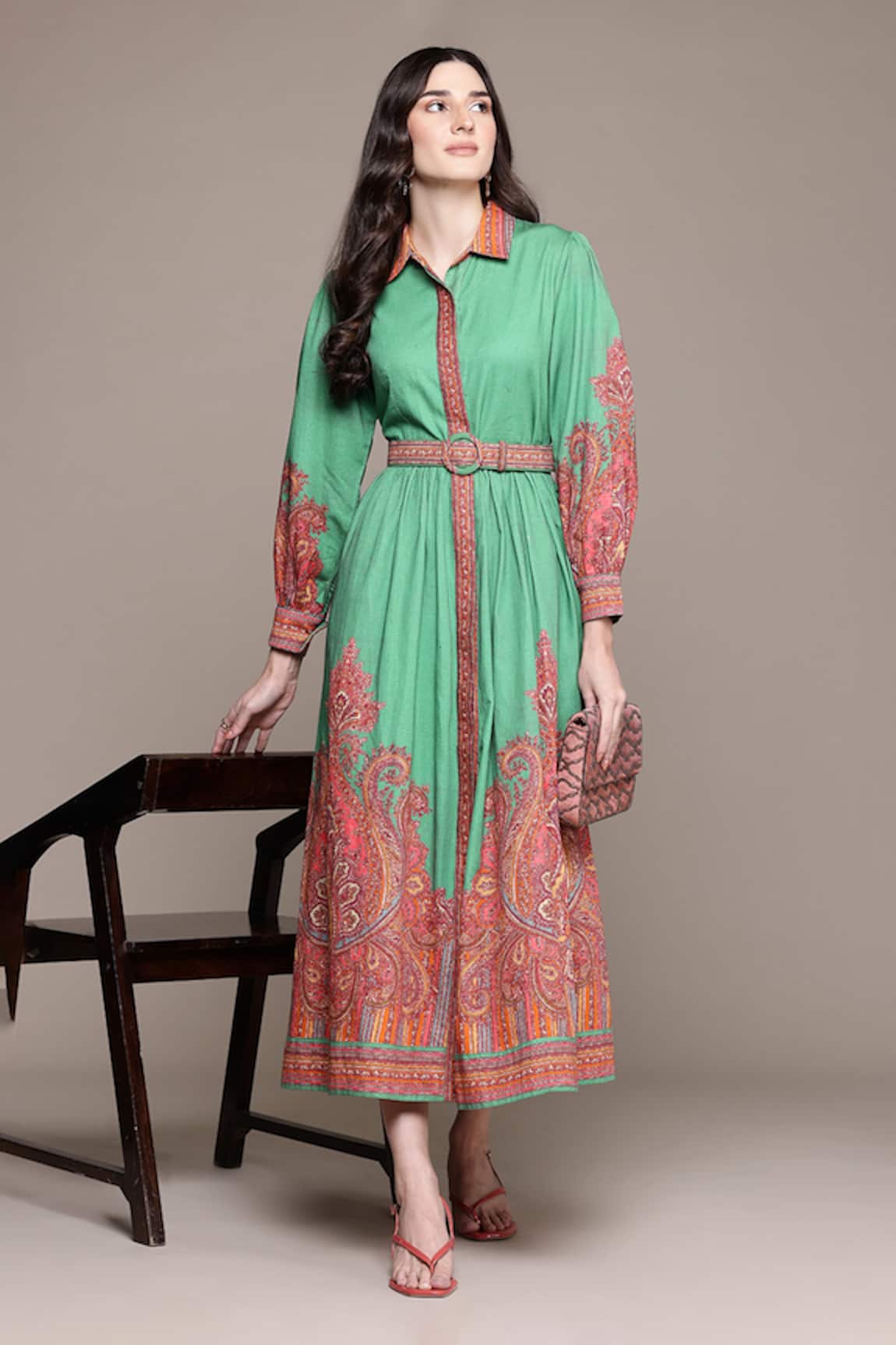 Ritu Kumar Green Adrika Long Dress 