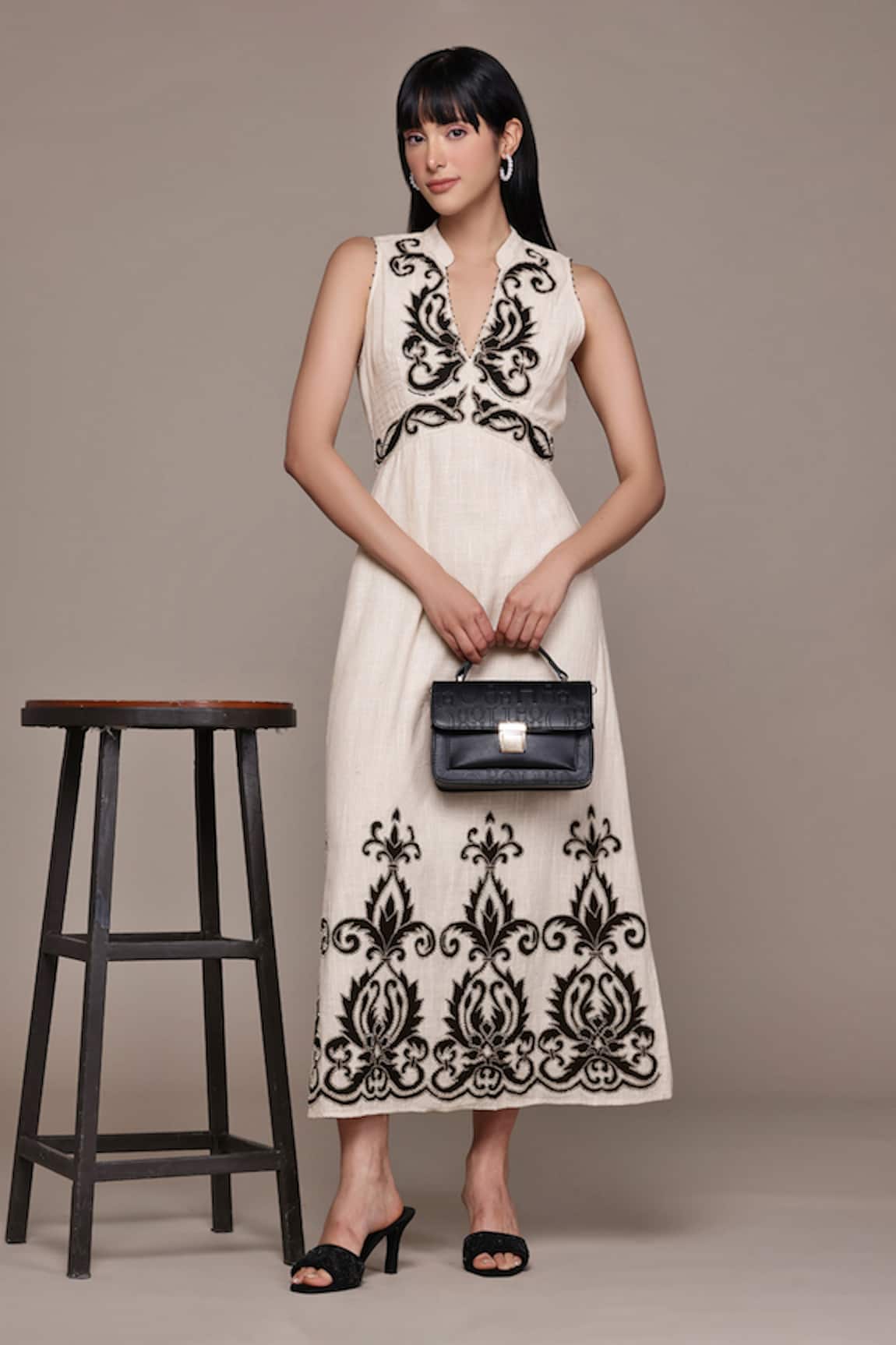 Ritu Kumar Ecru Inlay Long Dress 