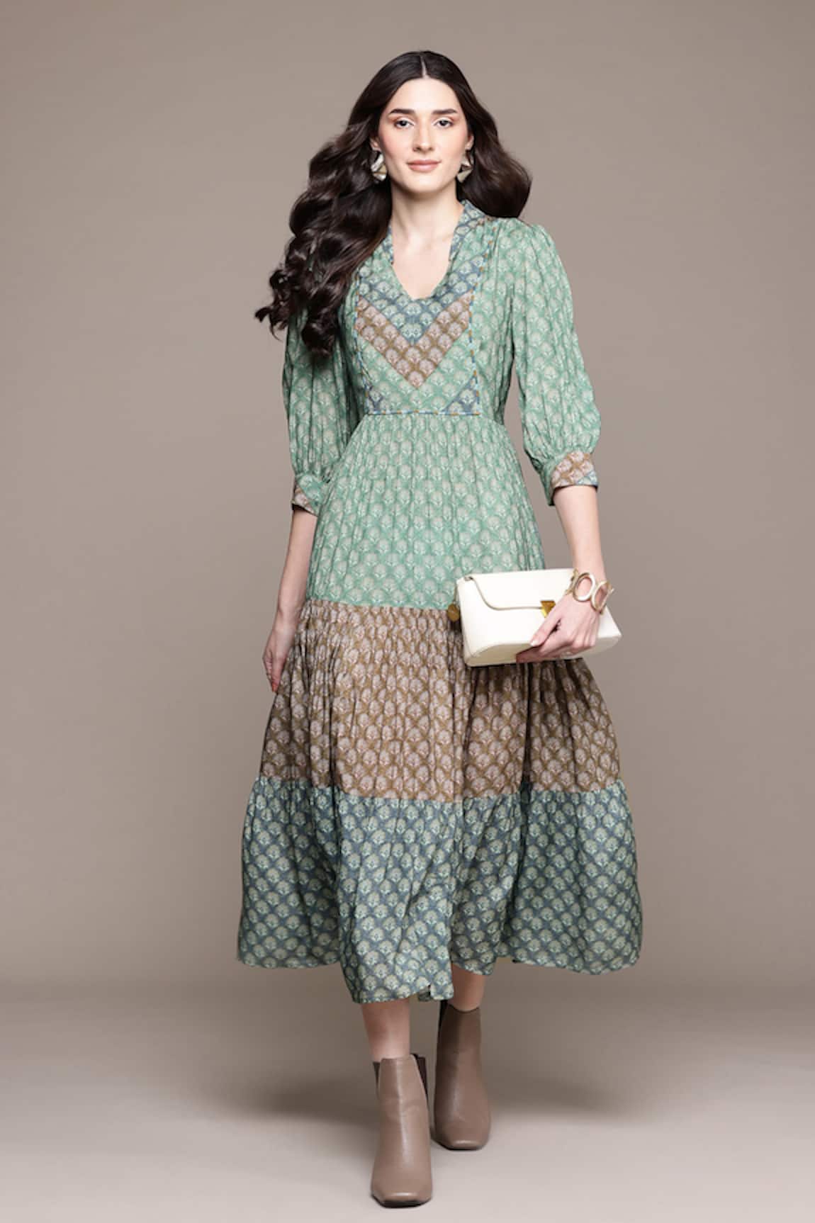 Ritu Kumar Green Essential-Avani Buti Long Dress 