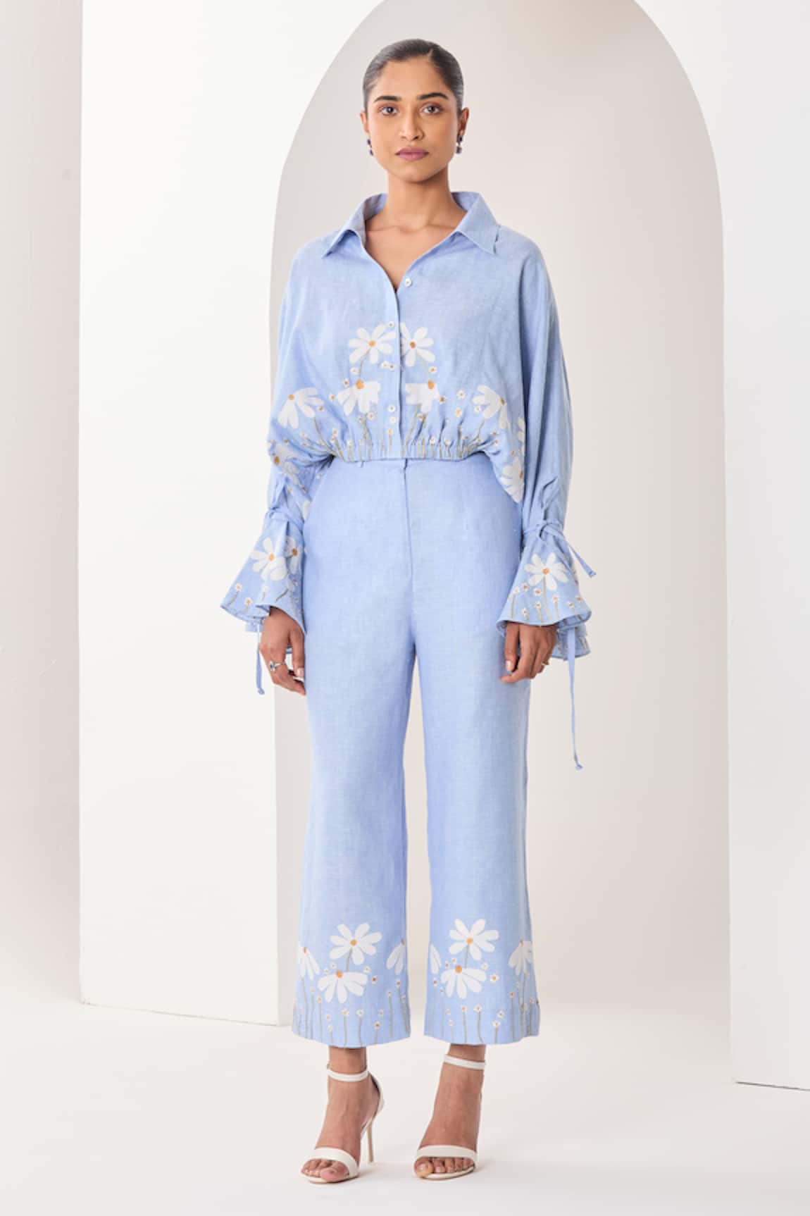 Sue Mue Powder Blue Linen Co-Ordinate Set 