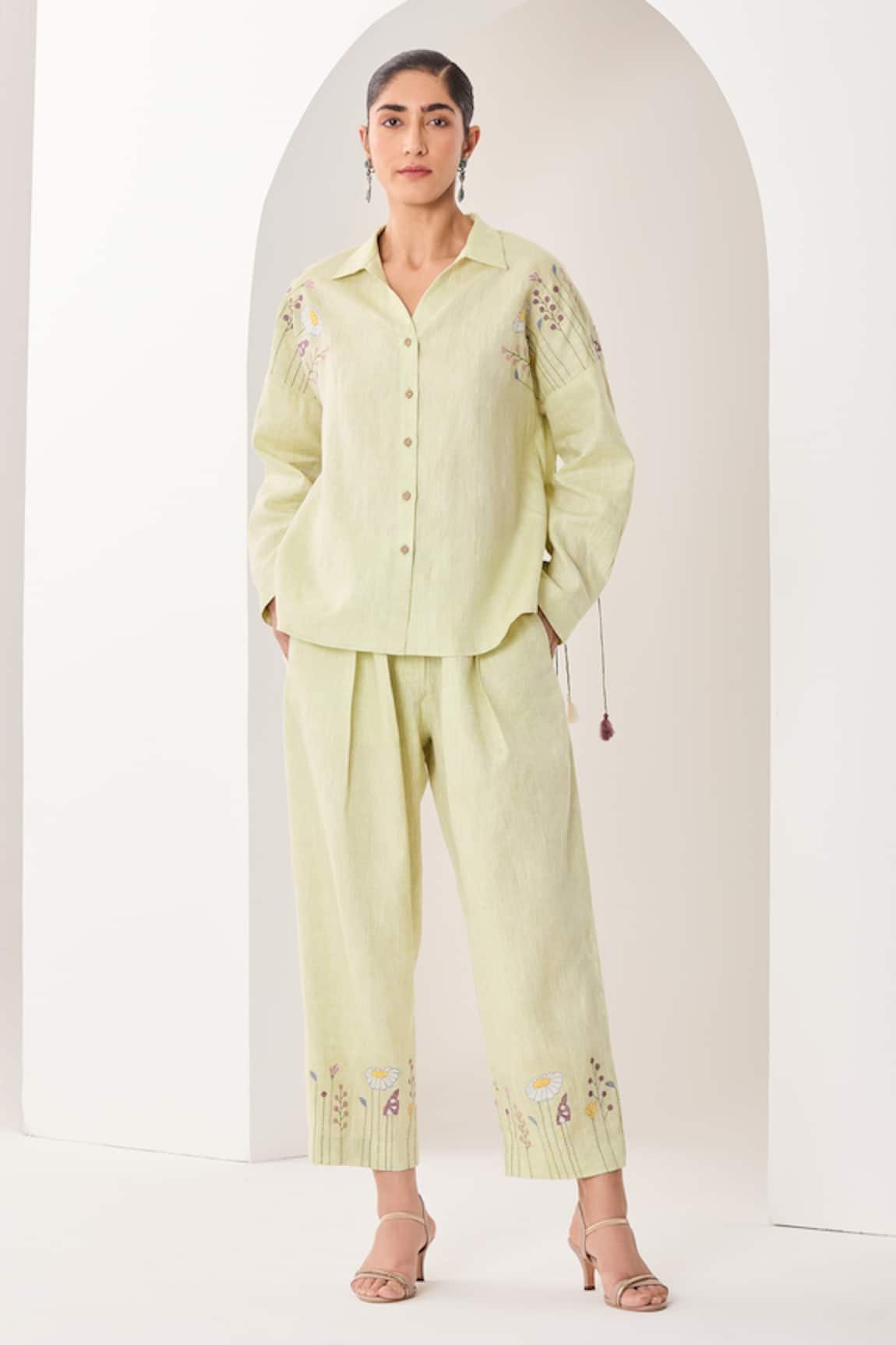 Sue Mue Mint Green Linen Co-Ordinate Set 