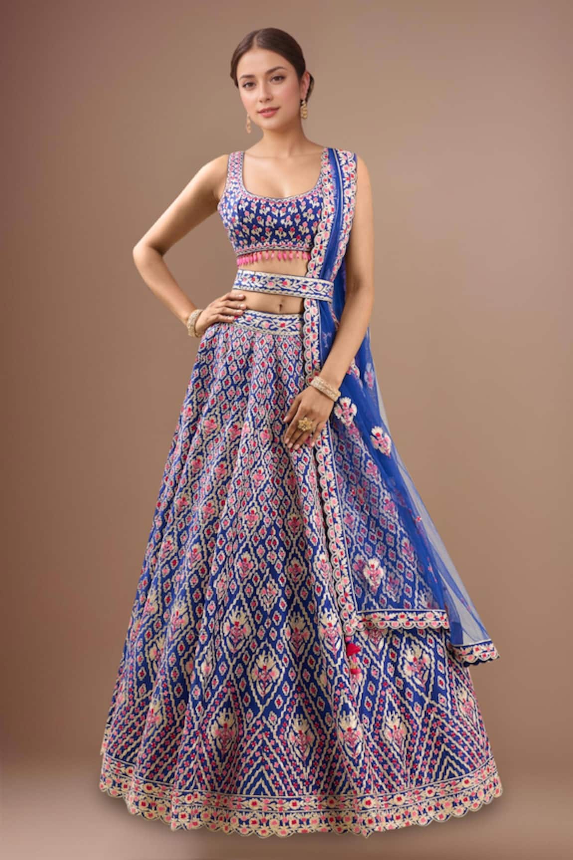 Shyam Narayan Prasad Mazarine Blue Gota Embroidered Lehenga Set 