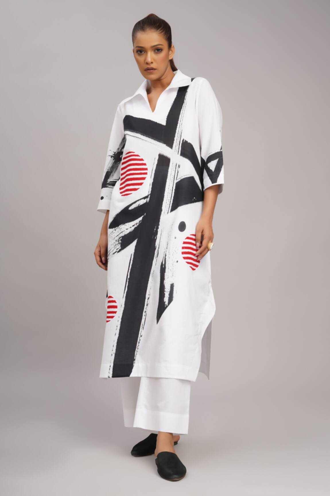 Taika By Poonam Bhagat Printed Linen Tunic & Pant Set 