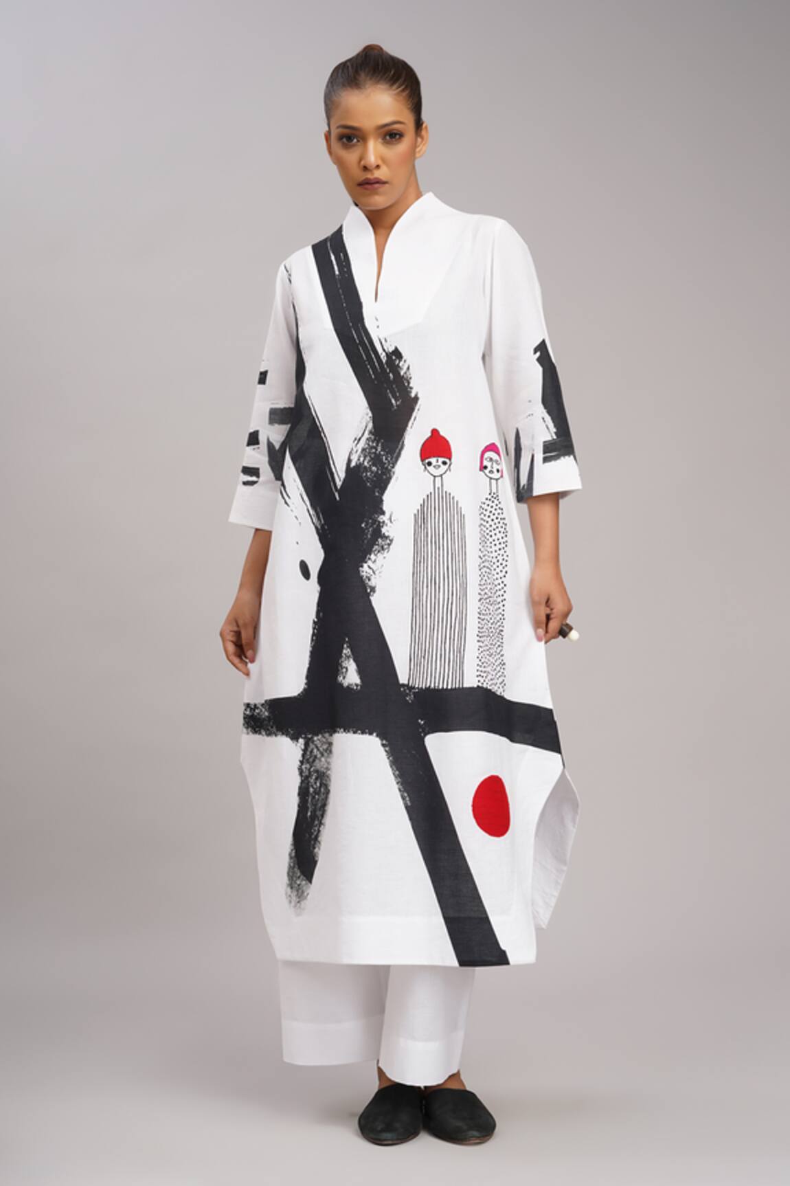 Taika By Poonam Bhagat Printed Embroidered Linen Tunic & Pant Set 