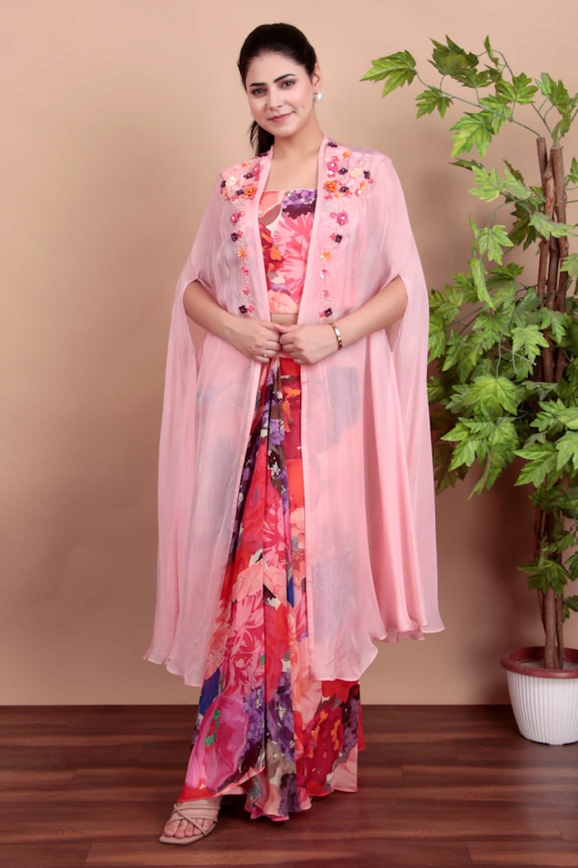 Nidhi Kejriwal Multicolor Floral Indo-Western Set 
