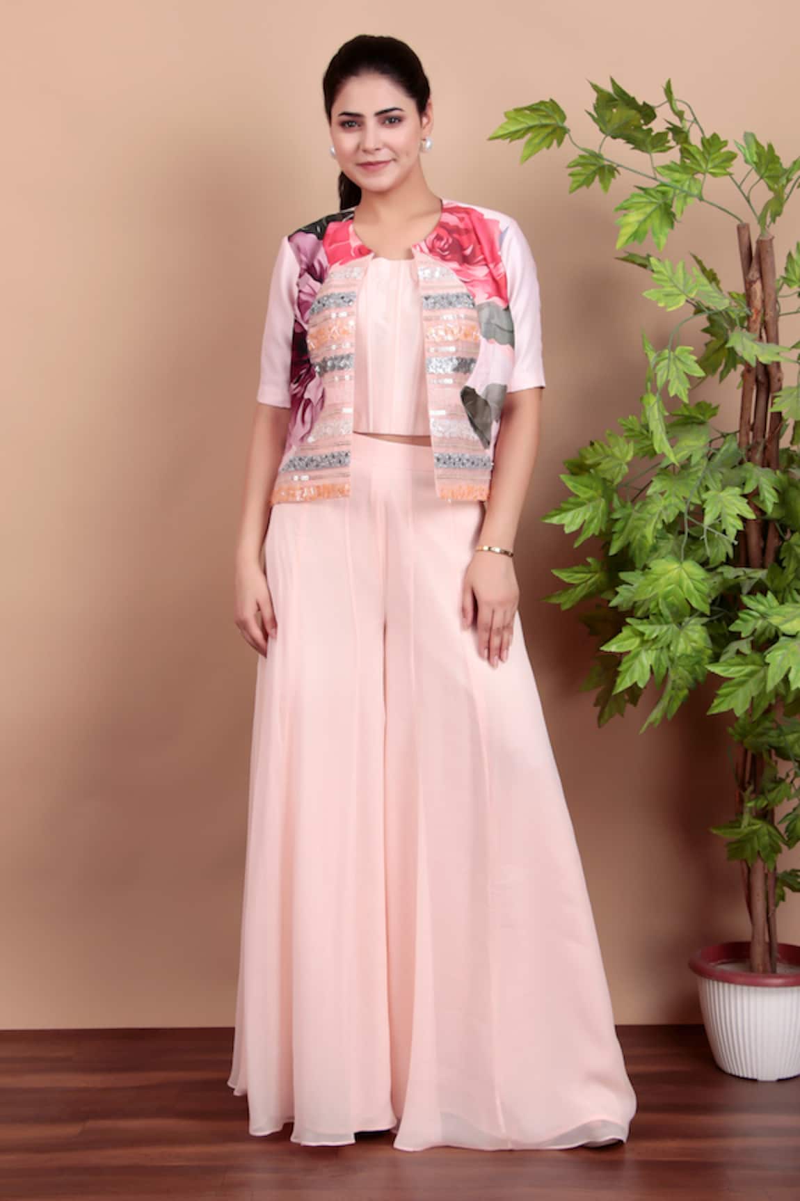 Nidhi Kejriwal Blush Pink Indo-Western Dress Set 