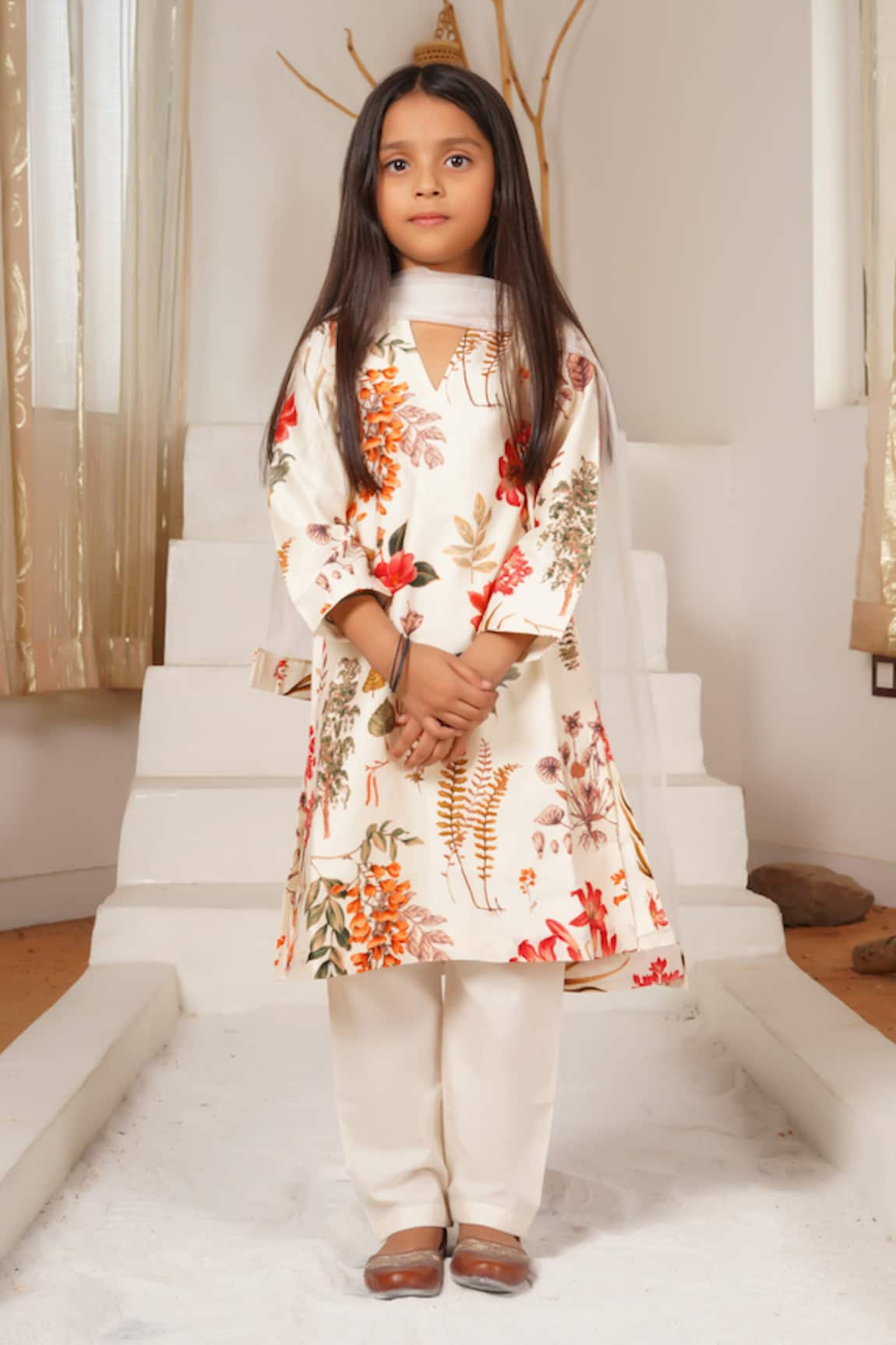 Mamma Plz Floral Ivory Kurta Set 