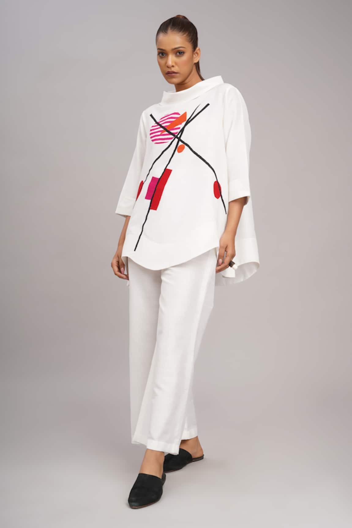 Taika By Poonam Bhagat Ivory Embroidered Top & Pant Set 