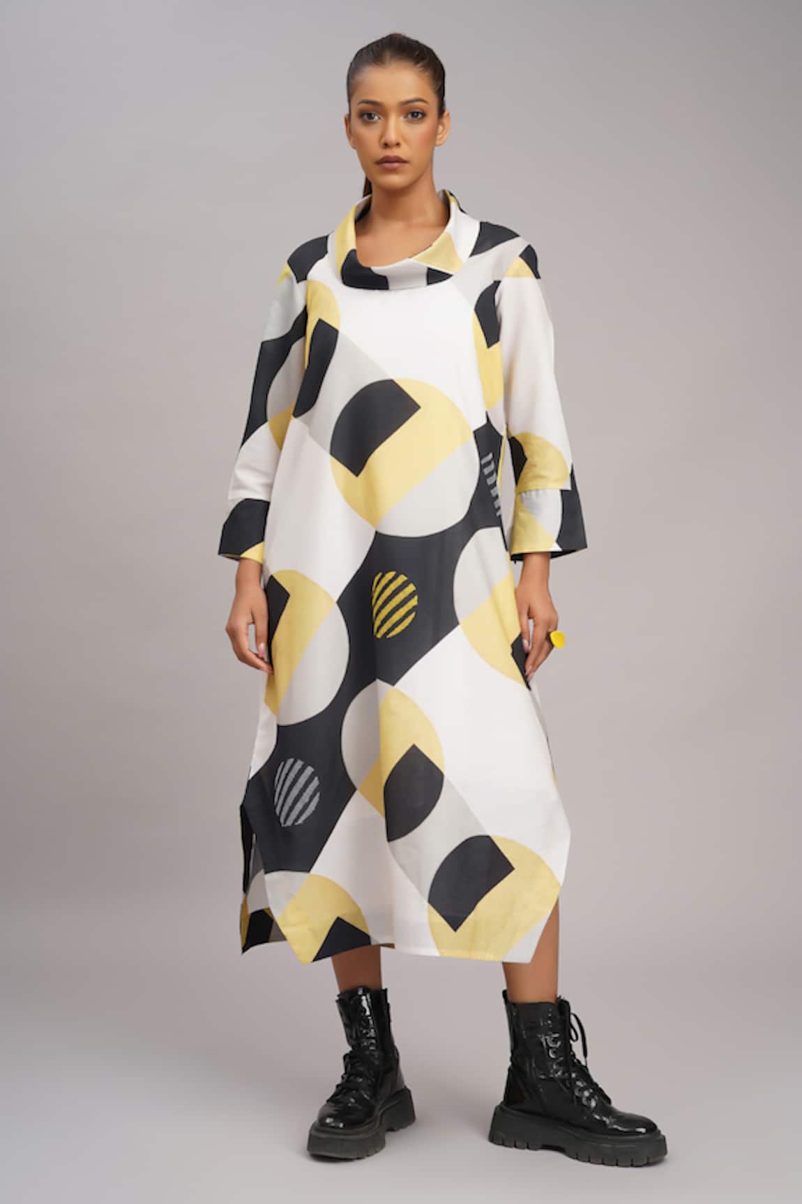 Taika By Poonam Bhagat Mango Retro Printed Linen Dress 