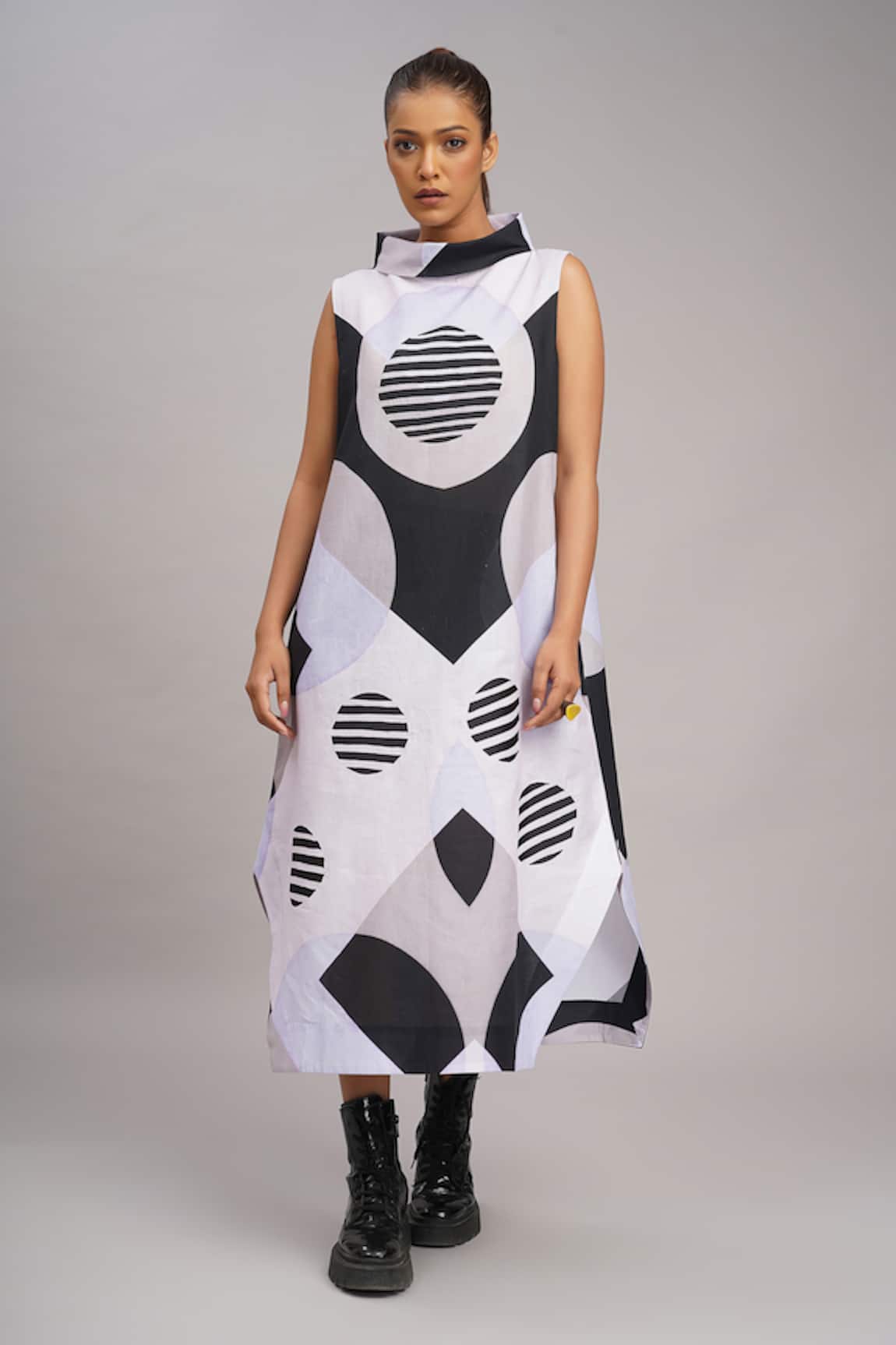 Taika By Poonam Bhagat Lavender Retro Printed Dress 